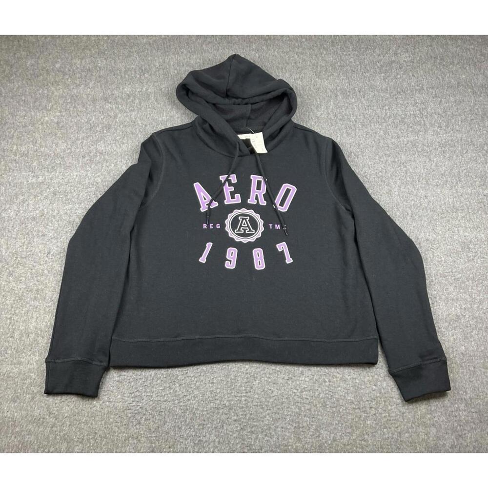 Aéropostale Black Hoodie Purple‎ Graphic Size Large